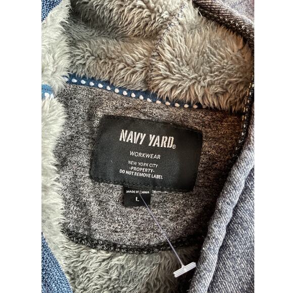 Navy Yard Hoodie 1/4 Zip Faux Fur Lined Gray Large - Picture 6 of 7